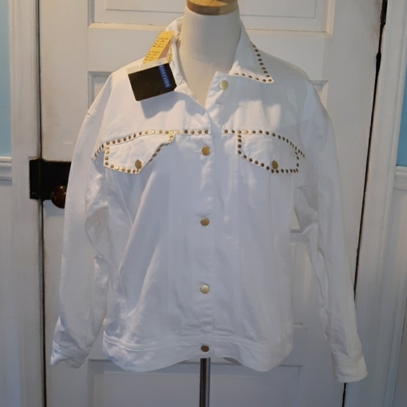Vintage 1980s I.B.Diffusion white denim jacket - Picture 1 of 4